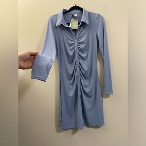 NWT H&M Ribbed Ruching‎ Long Sleeve Dress - M